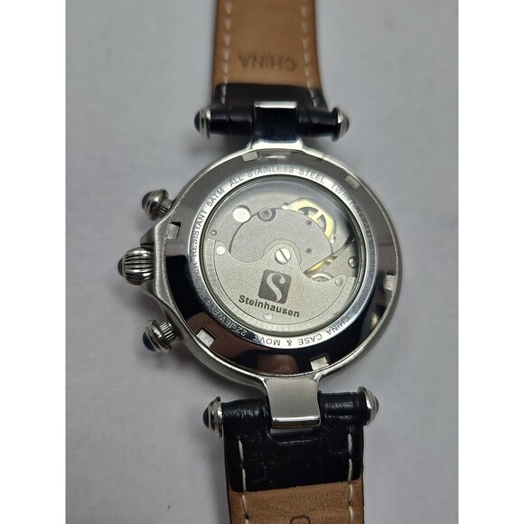 Steinhausen Marquise Automatic Watch Moon Phase Triple Calendar Silver Black - Picture 13 of 13